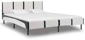 Estrutura de cama 180x200 cm couro artificial preto e branco