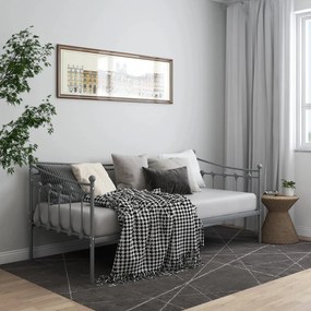 vidaXL Sofá-cama 90x200 cm metal cinzento