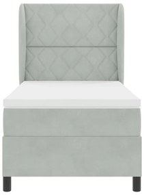 Cama com Estrado e Colchão Cinza Claro 90x200 cm em Veludo