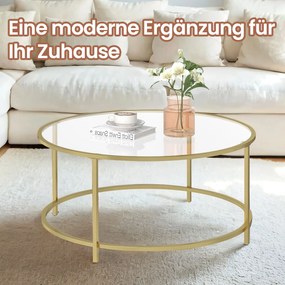 Mesa de centro redonda com superfície em vidro 84 x 84 x 45,5 cm dourado