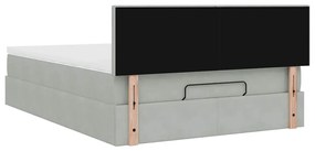 Estrutura de cama otomana com colchão 140x190 cm cinzento claro
