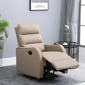 HOMCOM Poltrona Relax com cadeira reclinável manual de até 160 ° com esponja retrátil de densidade de apoio para os pés estofada em PU 65x89x100cm Marrom