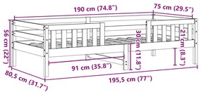Cama sem colchão 75x190 cm madeira de pinho maciça