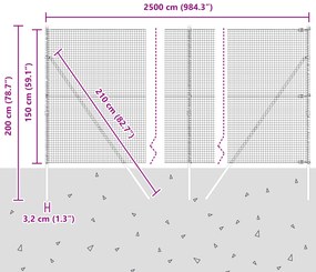 Cerca de Fio Soldado com 13 Postes 1,5x25 m Aço Galvanizado