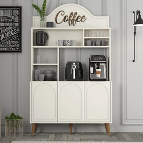 Armário de Cozinha/Sala "Caffè" - Creme e Nogueira  - 120x202x35cm - D