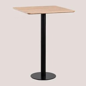 Mesa Alta De Bar Quadrada Em Chapa De Freixo Frappe ↔︎ 70 Cm & Preto - Sklum