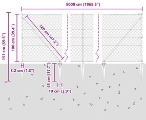 Cerca Hexagonal vidaXL Cinza 1x50 m Aço