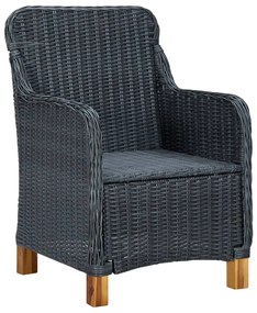 7 pcs conj. jantar exterior c/ almofadões vime PE cinza-escuro