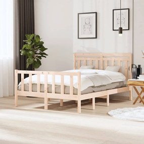 3100694 vidaXL Estrutura de cama casal 135x190 cm madeira maciça