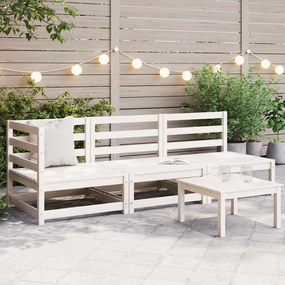 vidaXL 3 pcs conjunto lounge de jardim pinho maciço branco