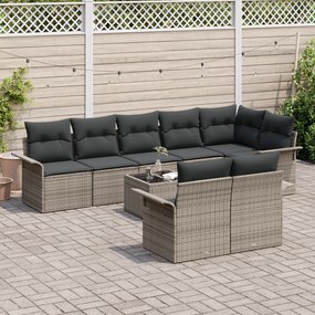 Conjunto de Sofá de Jardim com 8 Peças e Almofadas Preto em Rattan Sin