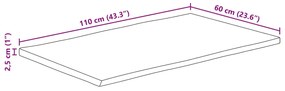 Tampo de mesa c/borda viva 110x60x2,5cm mangueira áspera maciça