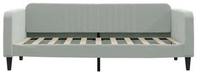 Sofá-cama com colchão 90x190 cm veludo cinzento-claro