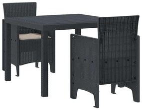Conjunto de Jantar de Jardim 3 pcs Antracite 100 x 100 x 73 cm