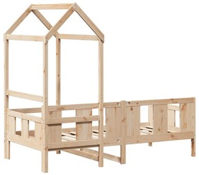 Sofá-cama com telhado 90x200 cm madeira de pinho maciça