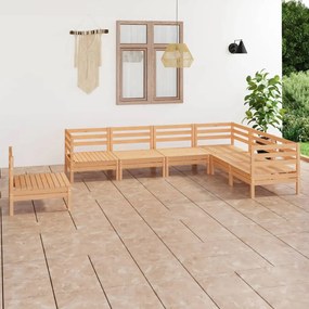7 pcs conjunto lounge de jardim pinho maciço