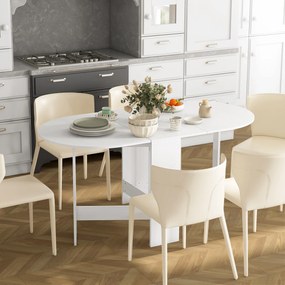 Mesa de Cozinha Dobrável Mesa de Jantar Dobrável Ovalada com Laterais Abatíveis Estilo Moderno 163x80x75 cm Branco