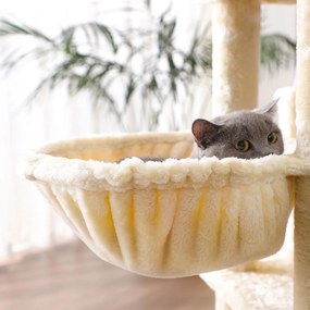 Arranhador gatos 164 cm com 3 grutas Bege