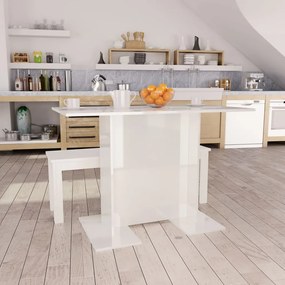 Mesa de jantar 110x60x75 cm contraplacado branco brilhante