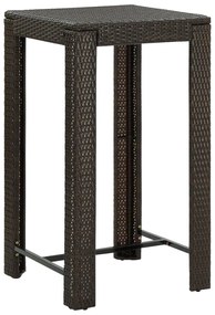 vidaXL Mesa de bar para jardim 60,5x60,5x110,5 cm vime PE castanho
