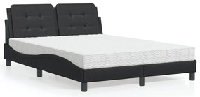 Cama com colchão 140x200 cm couro artificial preto