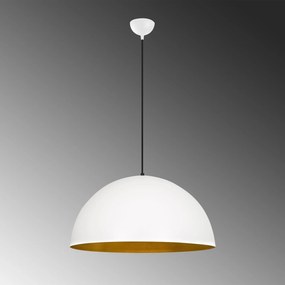 Candeeiro de Teto Sivani – Branco e Dourado – Diâmetro 60 cm x Altura