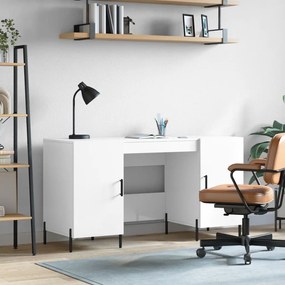 vidaXL Secretária 140x50x75 cm derivados de madeira branco brilhante