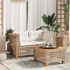 Sofás de canto para jardim com almofadões 2 pcs vime PE bege