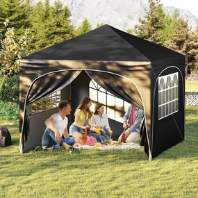 Tenda de 3 x 3 m com 4 paredes laterais removíveis Tenda de jardim, festas e eventos Inclui bolsa e 4 x Sacos de areia com rodas 8 estacas 4 âncoras P