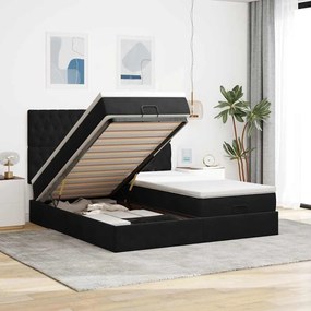 Estrutura de cama otomana com colchões 160x200 cm veludo preto