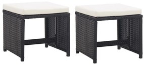11 pcs conjunto jantar exterior com almofadões vime PE preto
