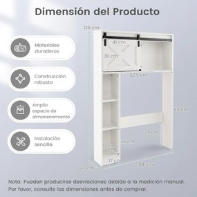 Armario de casa de banho para sanita com prateleiras nas portas 84 x 17 x 128 cm Branco