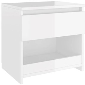 Mesas de cabeceira 2 pcs 40x30x39 cm contrapl. branco brilhante