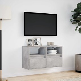Móveis de parede para TV com luzes LED 2 pcs cinzento cimento