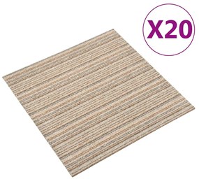 147320 vidaXL Ladrilhos carpete p/ pisos 20 pcs 5 m² 50x50 cm riscas bege