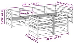 7 pcs conjunto de sofás para jardim madeira de pinho maciça