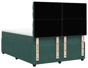 Cama com molas/colchão 140x200 cm veludo verde-escuro