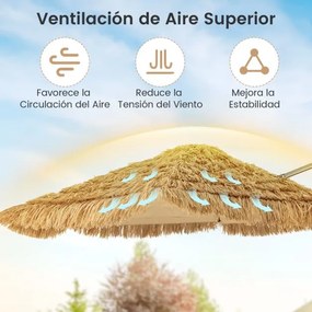 Guarda-sol suspenso estilo havaiano  283 x 245 cm com cobertura à prova de sol e parte superior ventilada para piscina, jardim, natural