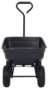 Carrinho de mão basculante para jardim 300 kg 75 L preto