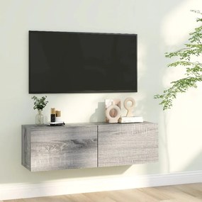 Móvel parede TV 100x30x30 cm derivados de madeira cinza sonoma