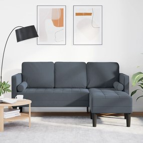 vidaXL Sofá de 3 Lugares com Chaise L em Forma de L Cinza Escuro 160 cm de Veludo