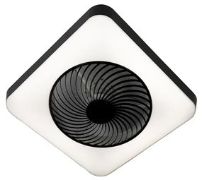 Ventilador de teto quadrado preto com LED regulável - Climo Design