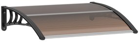 Outsunny Marquise de Proteção 75x100 cm para Portas e Janelas contra Sol e Chuva com Suporte de Liga de Alumínio Marrom e Preto