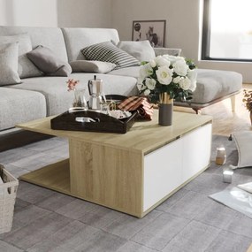 vidaXL Mesa de centro derivados de madeira branco e carvalho sonoma