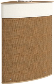 HOMCOM Cesto para Roupa Suja de Bambu de 55L com Tampa e Asa Saco Extraível e Lavável para Casa de Banho Quarto, 35x35x60 cm Castanho | Aosom Portugal