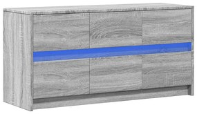 Móvel de TV com luzes LED derivados de madeira cinzento sonoma