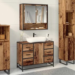 vidaXL Conjunto de Móveis para Banheiro com porta 2 pcs Madeira antiga