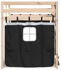 Beliche com cortinas 80x200 cm pinho maciço branco e preto