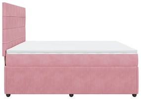 Cama com molas/colchão 200x200 cm veludo rosa