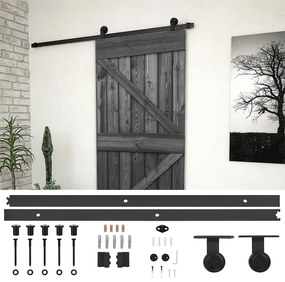 vidaXL Porta de correr com ferragens 90x210 cm pinho maciço preto